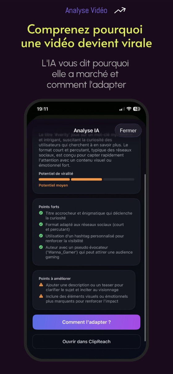 AI analysis of a shared viral video in the Klyp app