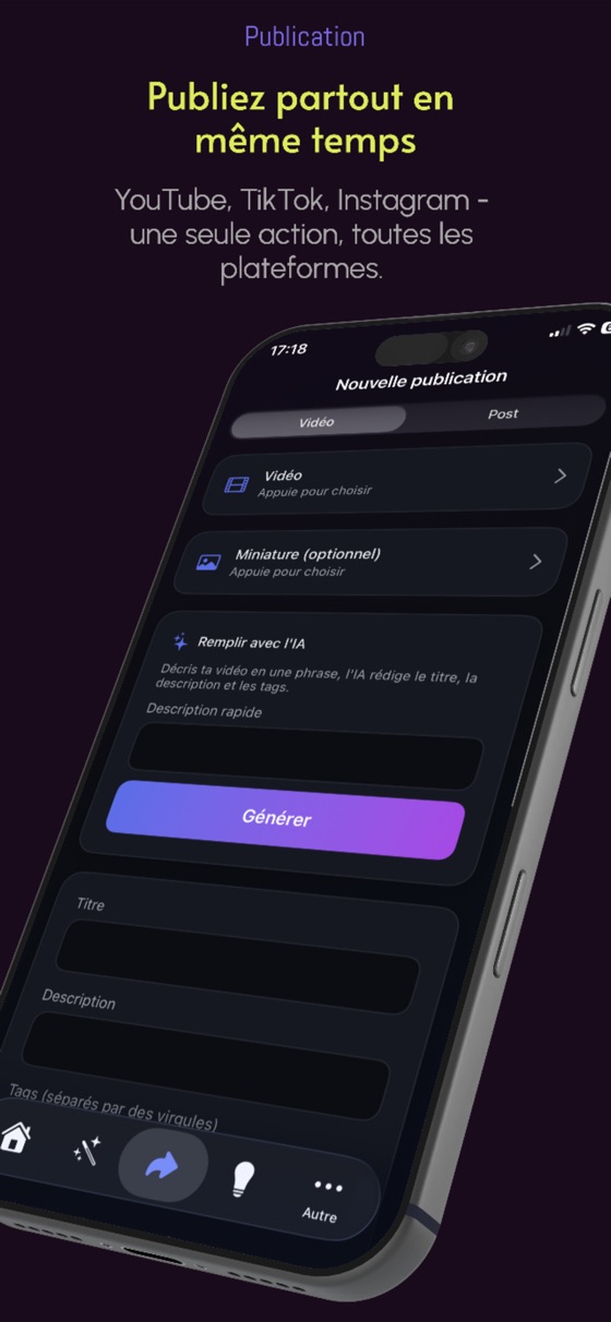 One-click multi-platform publishing in the Klyp app